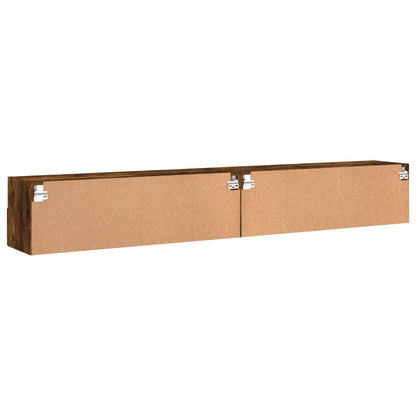 TV Wall Cabinet | Set of 2 | Smoked Oak | Engineered Wood