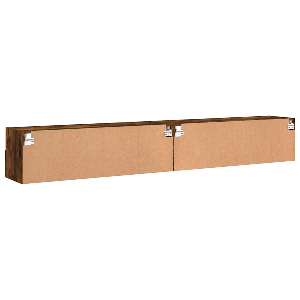 TV Wall Cabinets 2 pcs Smoked Oak 100x30x30 cm Engineered Wood