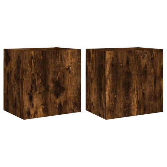 TV Wall Cabinets 2 pcs Smoked Oak 40.5x30x40 cm Engineered Wood