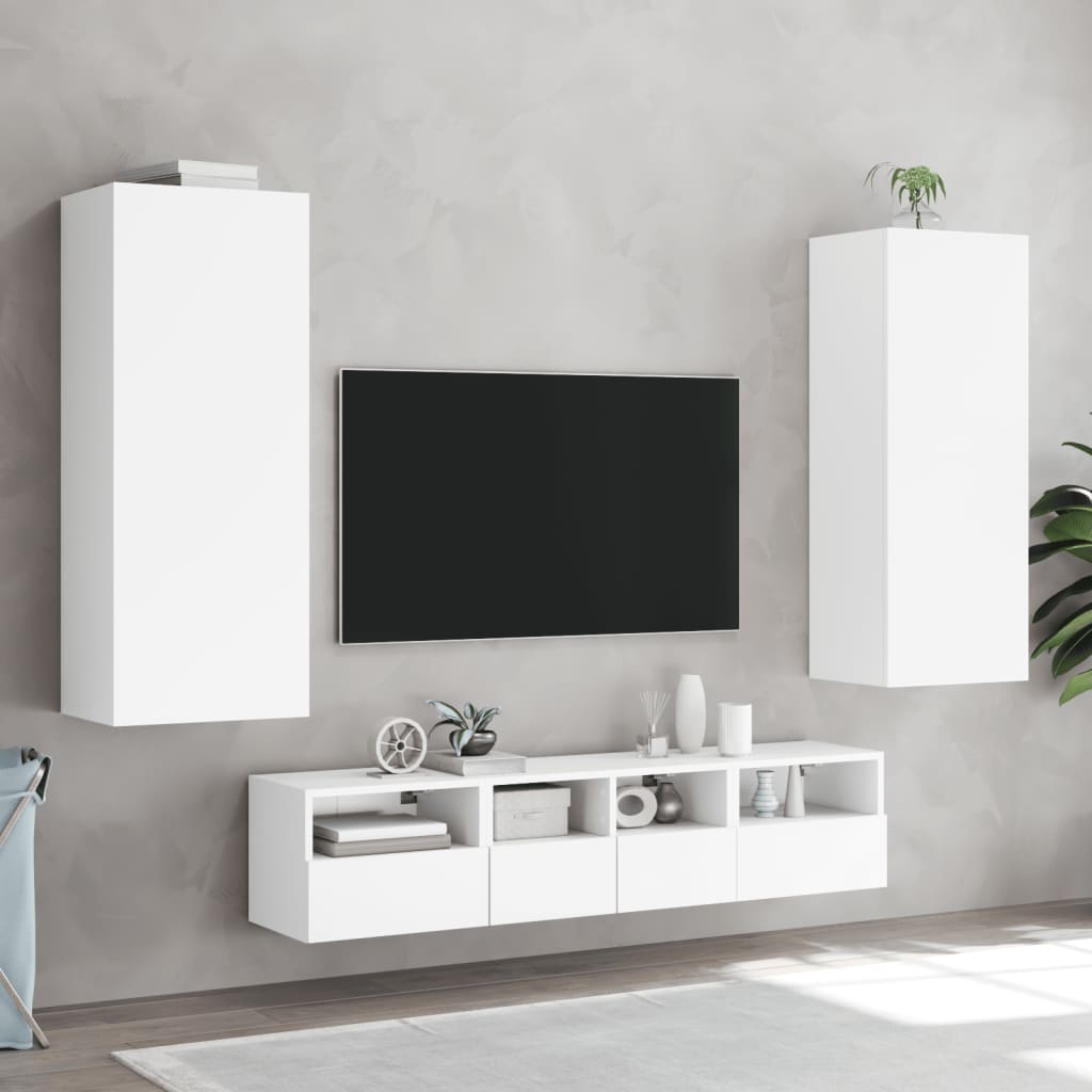 TV Wall Cabinet White 40,5x30x102 cm Engineered Wood