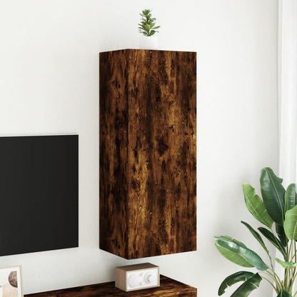 TV Wall Cabinet Smoked Oak 40,5x30x102 cm Engineered Wood