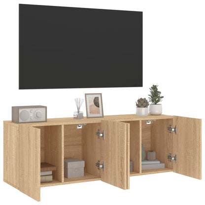 2 Piece Wall-mounted TV Cabinet Set Sonoma Oak 60x30x41 cm