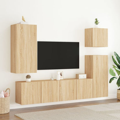 2 Piece Wall-mounted TV Cabinet Set Sonoma Oak 80x30x41 cm