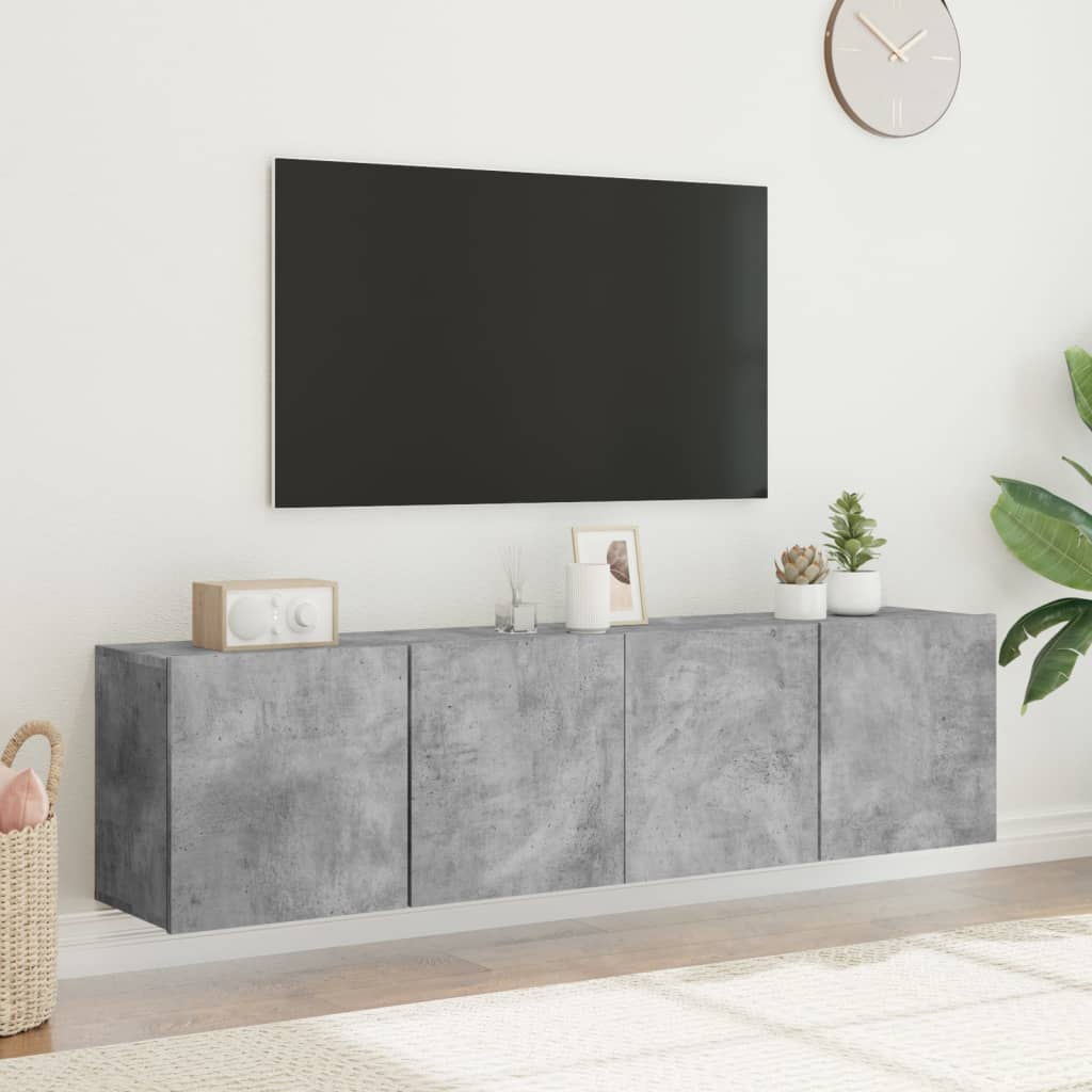 2 Piece Wall-mounted TV Cabinet Set Concrete Grey 80x30x41 cm