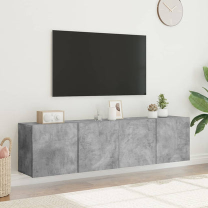 2 Piece Wall-mounted TV Cabinet Set Concrete Grey 80x30x41 cm