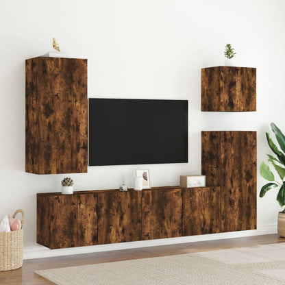 2 Piece Wall-mounted TV Cabinet Set Smoked Oak 80x30x41 cm