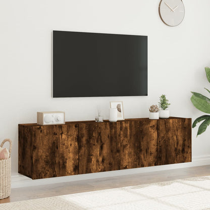 2 Piece Wall-mounted TV Cabinet Set Smoked Oak 80x30x41 cm