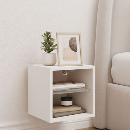 TV Wall Cabinet with LED Lights White 30x28.5x30 cm