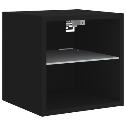 TV Wall Cabinet with LED Lights Black 30x28.5x30 cm