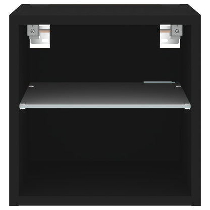 TV Wall Cabinet with LED Lights Black 30x28.5x30 cm