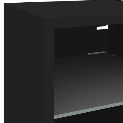 TV Wall Cabinet with LED Lights Black 30x28.5x30 cm