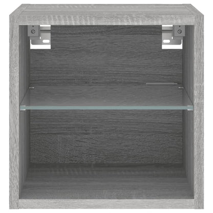 TV Wall Cabinet with LED Lights Grey Sonoma 30x28.5x30 cm