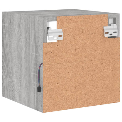TV Wall Cabinet with LED Lights Grey Sonoma 30x28.5x30 cm