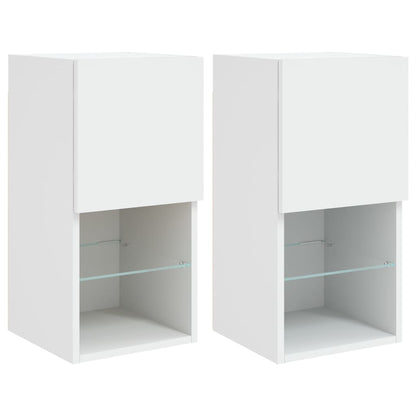 2 Piece TV Cabinet Set with LED Lights White 30,5x30x60 cm
