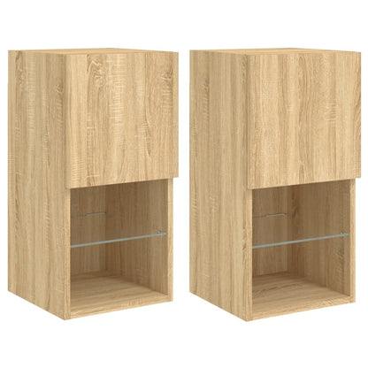 2 Piece TV Cabinet Set with LED Lights Sonoma Oak 30,5x30x60 cm
