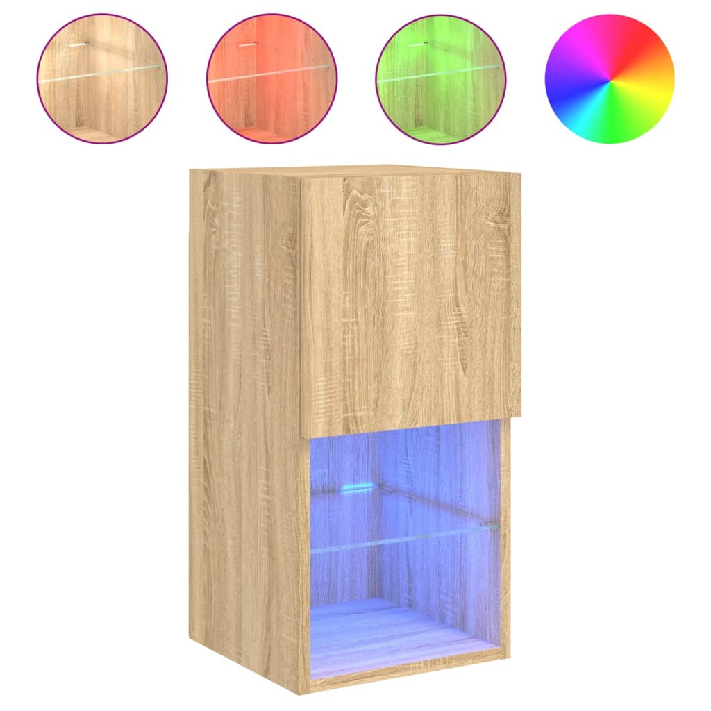 2 Piece TV Cabinet Set with LED Lights Sonoma Oak 30,5x30x60 cm
