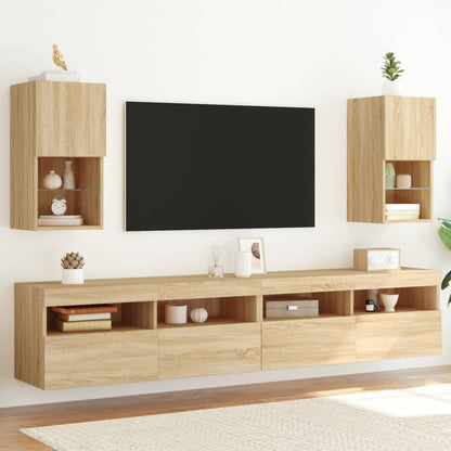 2 Piece TV Cabinet Set with LED Lights Sonoma Oak 30,5x30x60 cm
