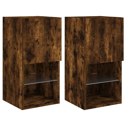 2 Piece TV Cabinet Set with LED Lights Smoked Oak 30,5x30x60 cm