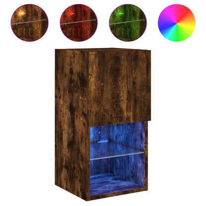2 Piece TV Cabinet Set with LED Lights Smoked Oak 30,5x30x60 cm