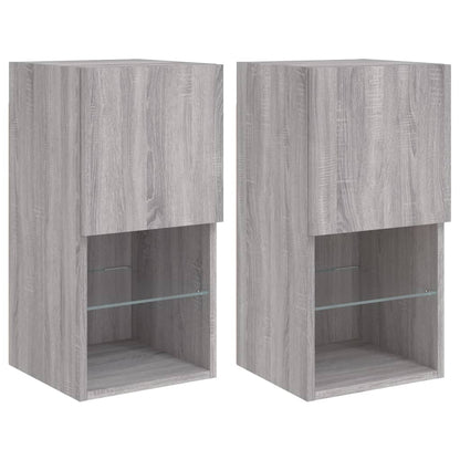 2 Piece TV Cabinet Set with LED Lights Grey Sonoma 30,5x30x60 cm