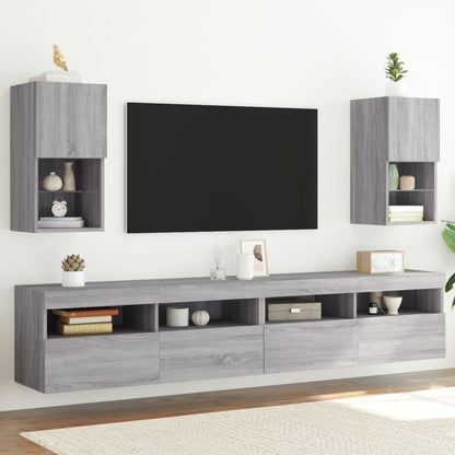 2 Piece TV Cabinet Set with LED Lights Grey Sonoma 30,5x30x60 cm