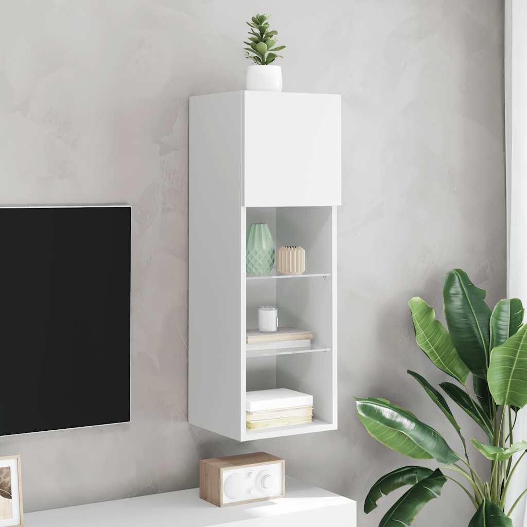 TV Cabinet with LED Lights White 30,5x30x90 cm