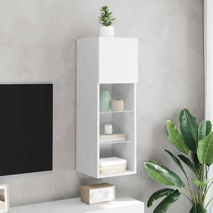 TV Cabinet with LED Lights White 30,5x30x90 cm