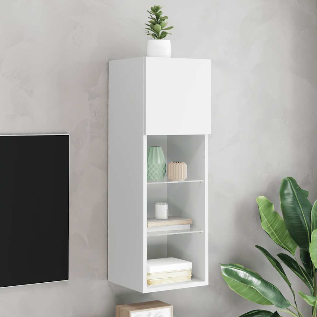 TV Cabinet with LED Lights White 30,5x30x90 cm