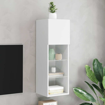 TV Cabinet with LED Lights White 30,5x30x90 cm