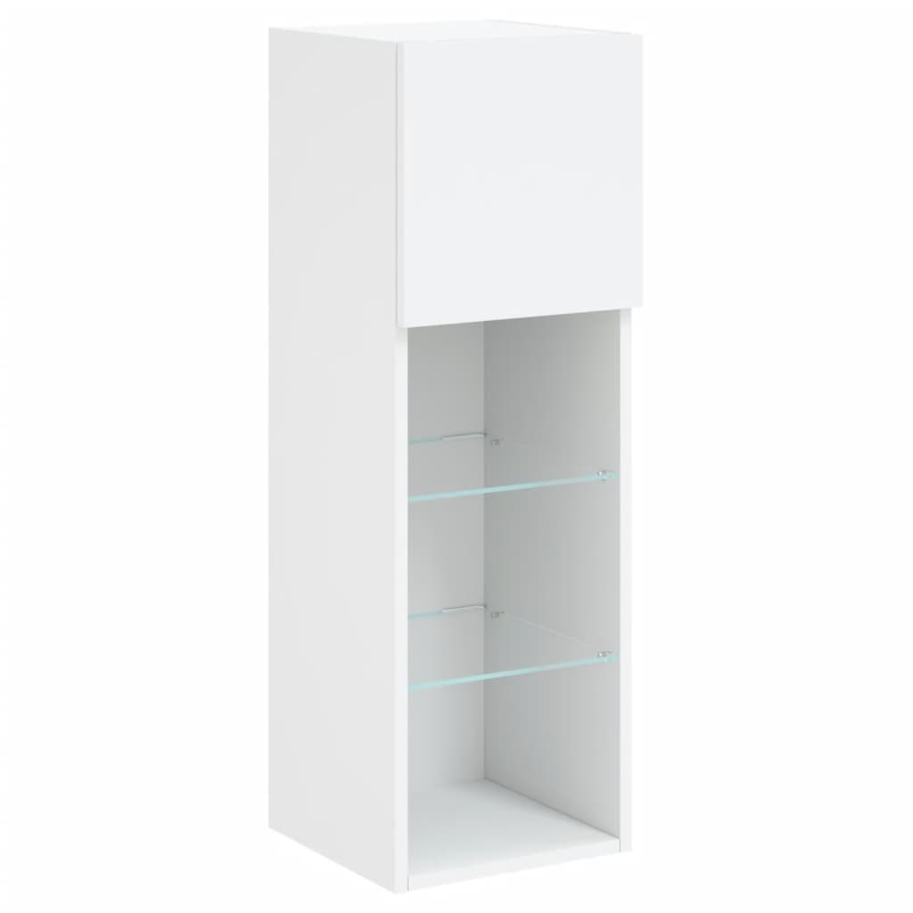 TV Cabinet | Set of 2 | White | Engineered wood, glass | 30.5x30x90 cm