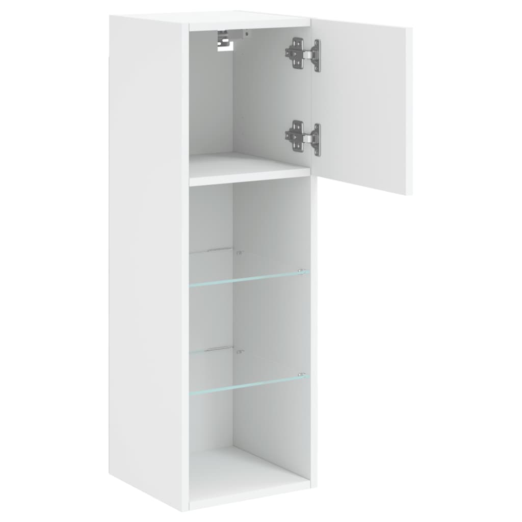 TV Cabinet | Set of 2 | White | Engineered wood, glass | 30.5x30x90 cm