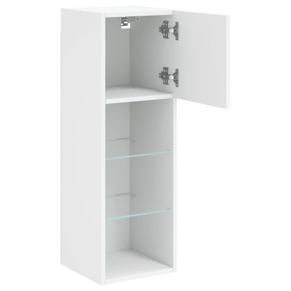 TV Cabinet | Set of 2 | White | Engineered wood, glass | 30.5x30x90 cm