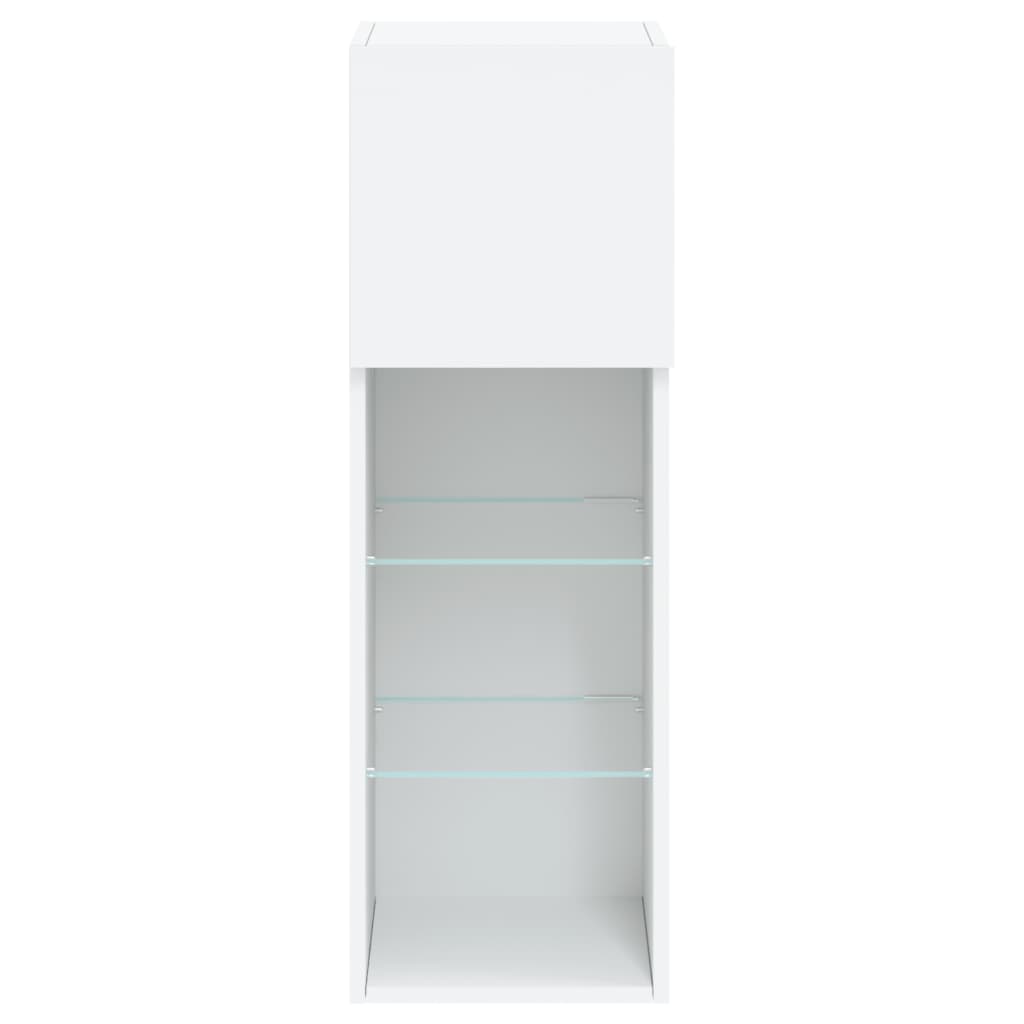 TV Cabinet | Set of 2 | White | Engineered wood, glass | 30.5x30x90 cm