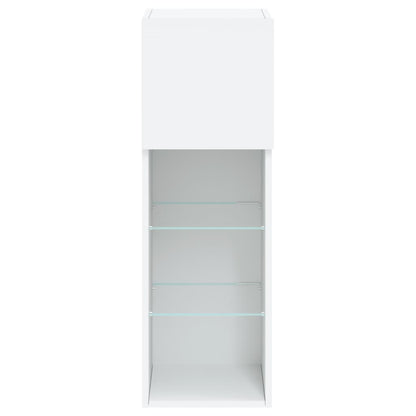 TV Cabinet | Set of 2 | White | Engineered wood, glass | 30.5x30x90 cm