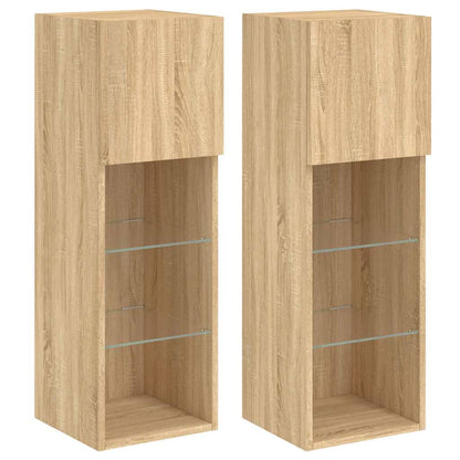 2 Piece TV Cabinet Set with LED Lights Sonoma Oak 30,5x30x90 cm