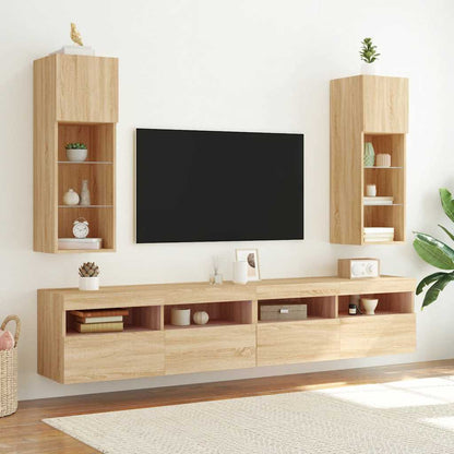 2 Piece TV Cabinet Set with LED Lights Sonoma Oak 30,5x30x90 cm