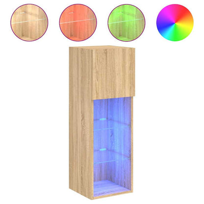 2 Piece TV Cabinet Set with LED Lights Sonoma Oak 30,5x30x90 cm