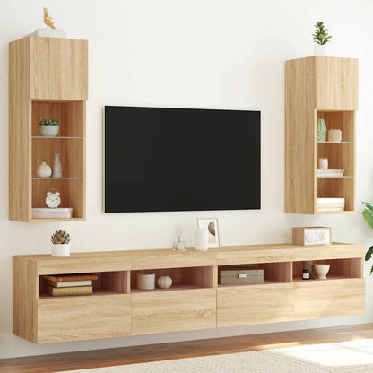2 Piece TV Cabinet Set with LED Lights Sonoma Oak 30,5x30x90 cm
