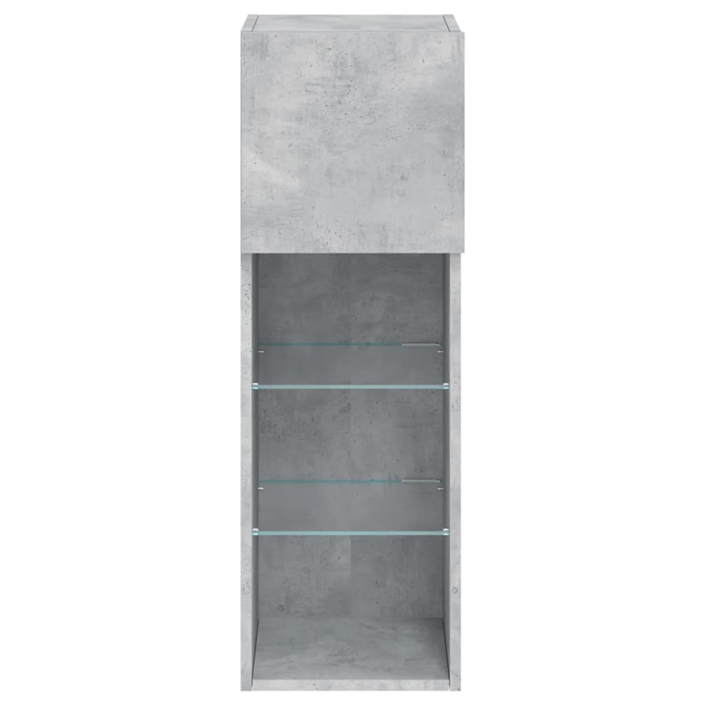 TV Cabinets with LED Lights 2 pcs Concrete Grey 30.5x30x90 cm