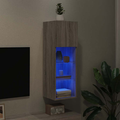 TV Cabinet with LED Lights Grey Sonoma 30,5x30x90 cm