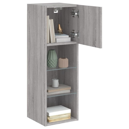 TV Cabinet | Grey Sonoma | Engineered wood, Glass | 30.5 x 30 x 90 cm