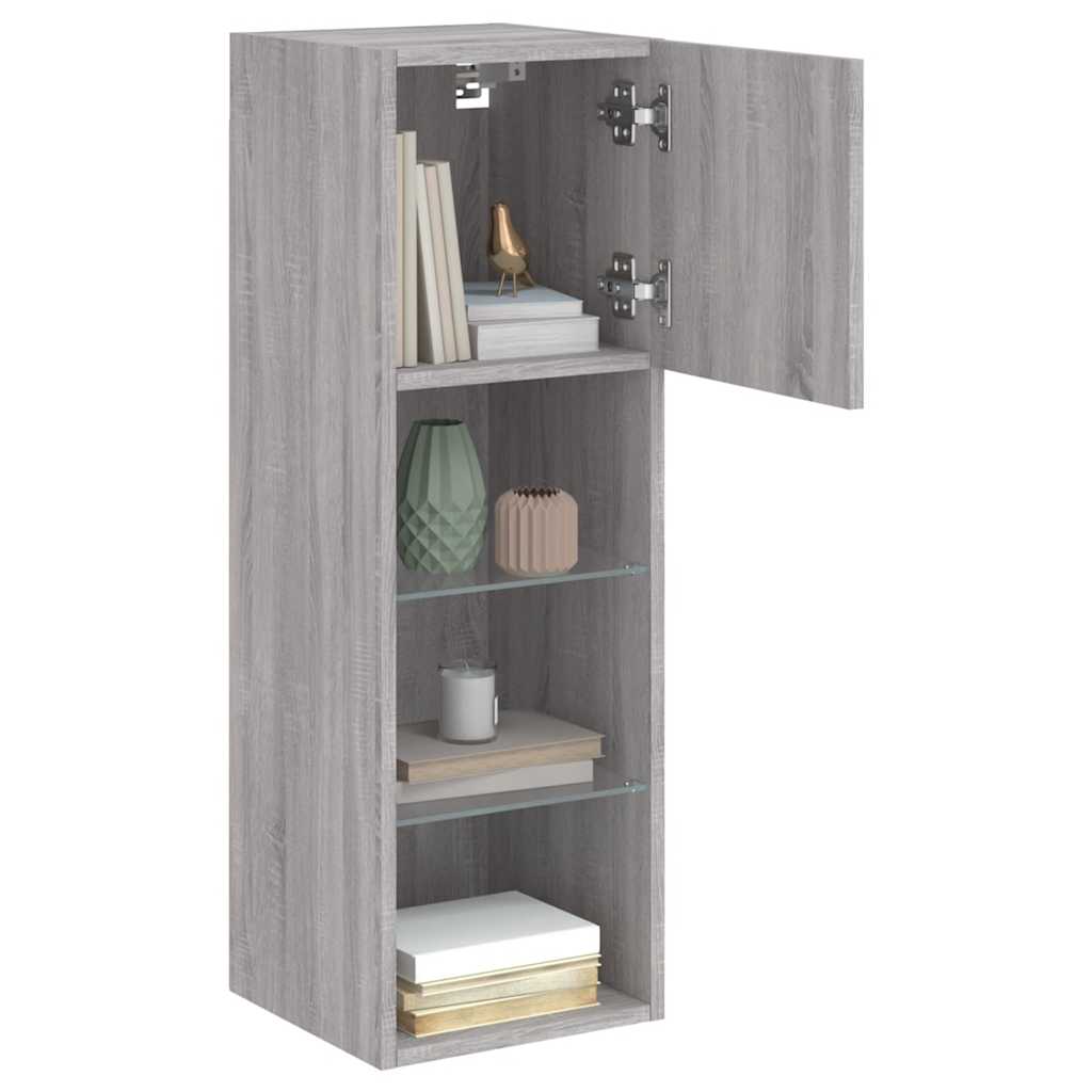 TV Cabinet with LED Lights Grey Sonoma 30,5x30x90 cm