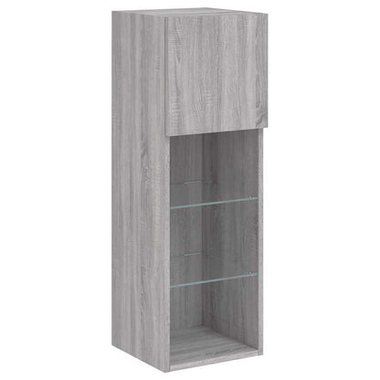 TV Cabinet with LED Lights Grey Sonoma 30,5x30x90 cm