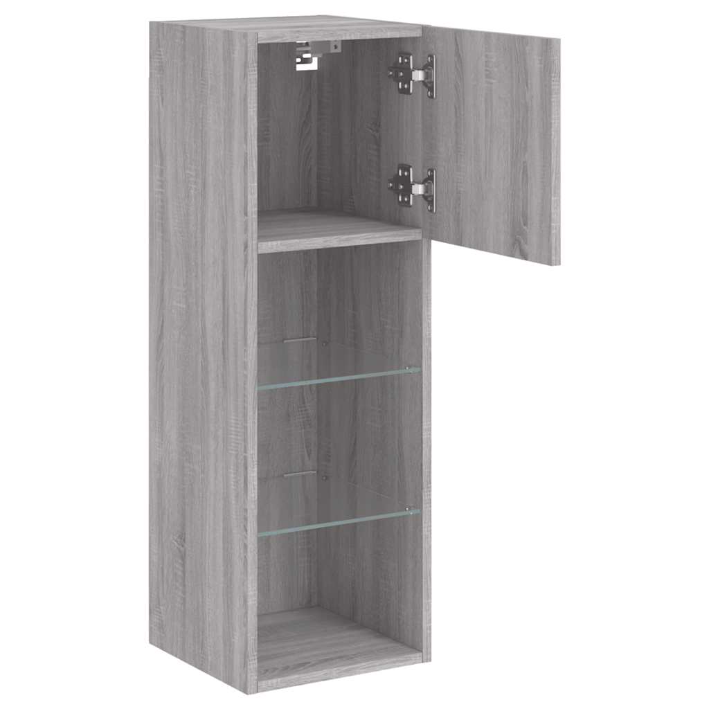 TV Cabinet with LED Lights Grey Sonoma 30,5x30x90 cm