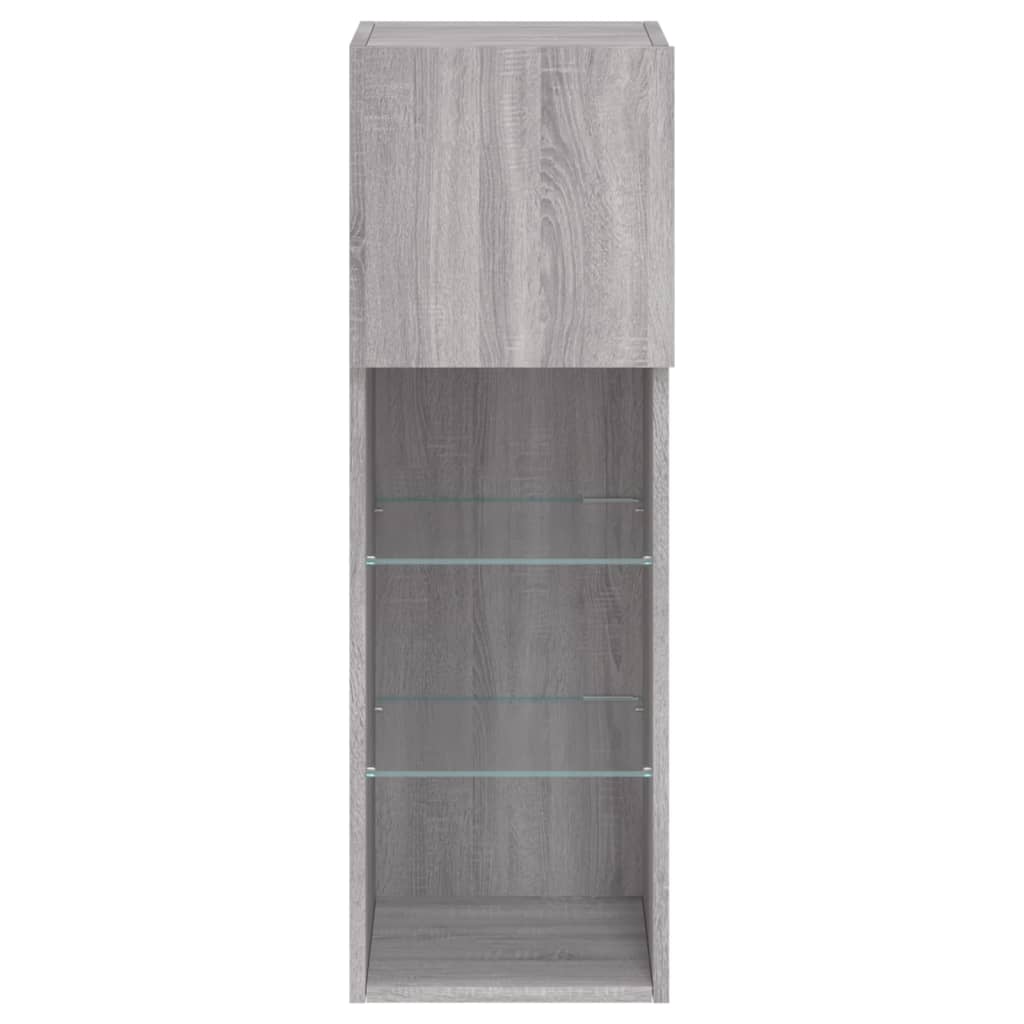 TV Cabinet | Grey Sonoma | Engineered wood, Glass | 30.5 x 30 x 90 cm
