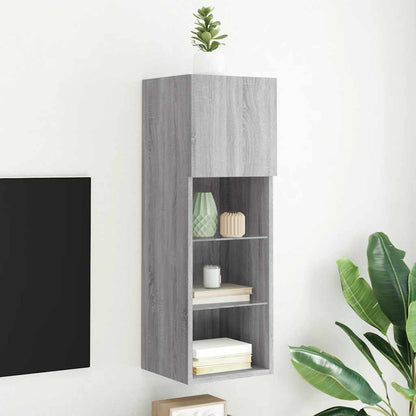 TV Cabinet with LED Lights Grey Sonoma 30,5x30x90 cm