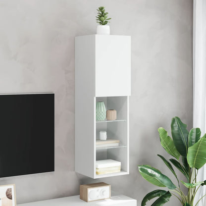 TV Cabinet with LED Lights White 30,5x30x102 cm