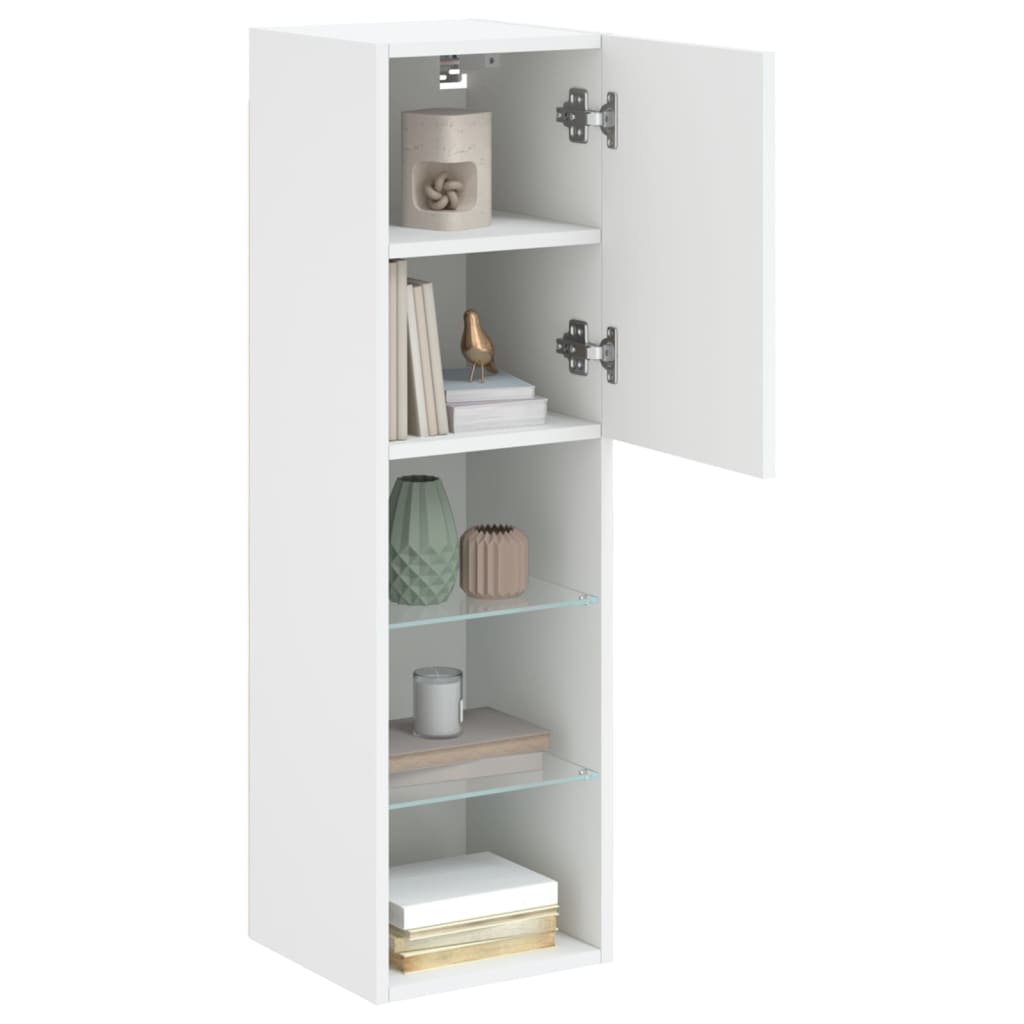 TV Cabinet with LED Lights White 30,5x30x102 cm