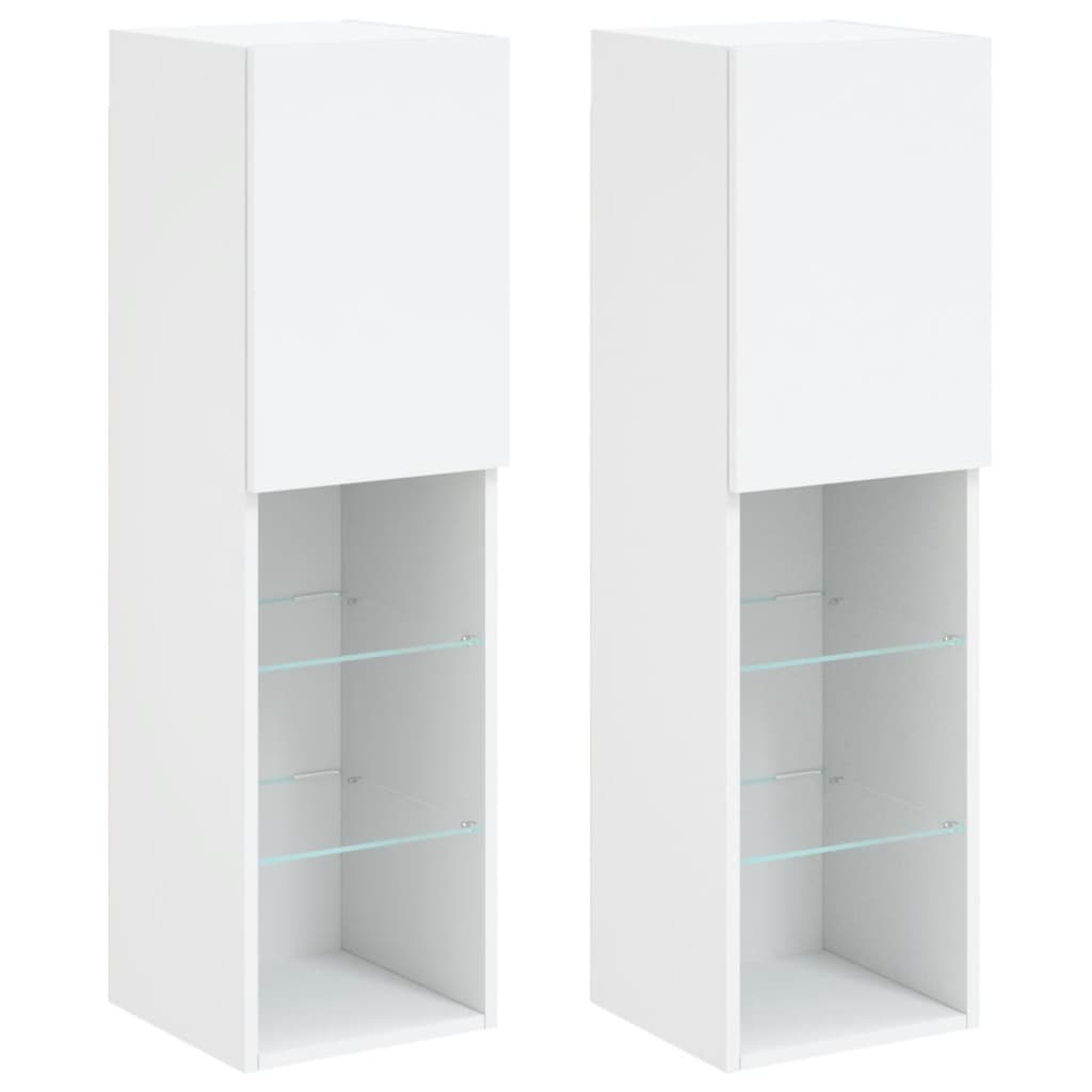 2 Piece TV Cabinet Set with LED Lights White 30,5x30x102 cm