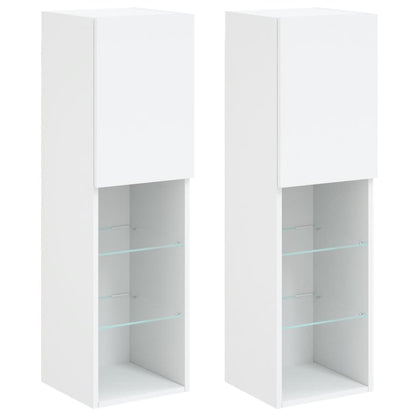 2 Piece TV Cabinet Set with LED Lights White 30,5x30x102 cm